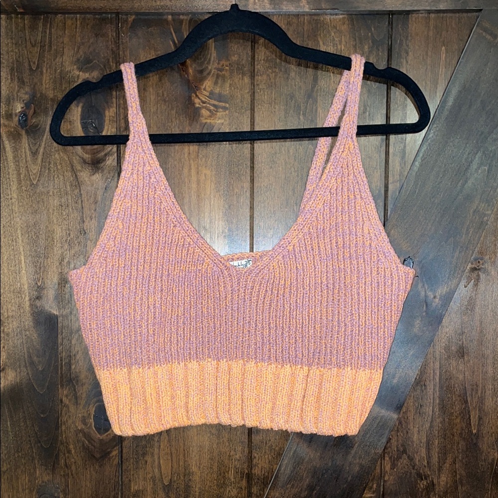 Free People Knit Crop Top - Pink and Orange